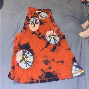 Tie-Dye Sleeveless Women's Top - Red and Black